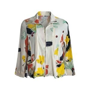 Berek "Color of Sunshine" Abstract Art-to-Wear Stretch Zip Jacket Women Size PL